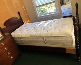 Vintage XL Twin 4 Poster Bed Frame and Mattress. Bed measures. 85in L | 40in W