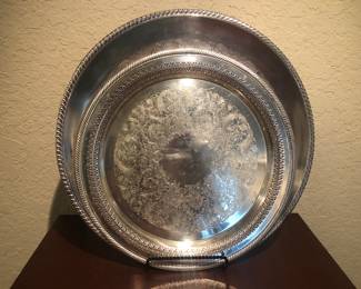 2 Round Silver Plate Serving Trays