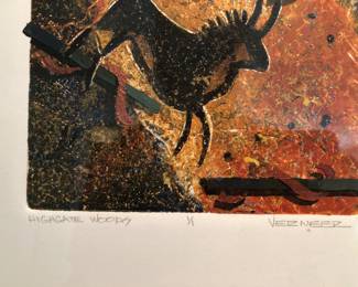 Vermeer pre-historic style painting signed and numbered. 