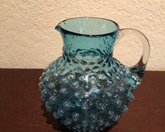 Glass Blown Hobnail Pitcher
