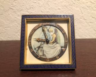 Antique Kienzle Germany Enameled Father Time Cupid 8 Day Clock