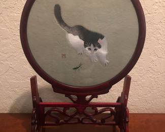 Chinese Silk Embroidered Cat 