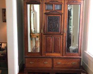 Antique Armoire H: 83in | L: 58.1.4in | D: 19in. Crown Molding Dimensions: L: 63.1/2in | D: 22in