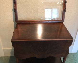 Showing Tray of Antique Tea Cart