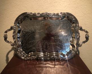 Footed Silver Plate Serving Tray