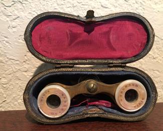 Antique Marchand Paris Opera Glasses in Leather Case