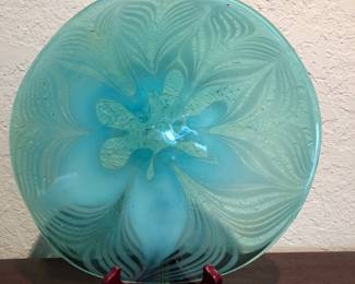 Blown Art Glass Disc by Adele. (Sand Dollar pattern)