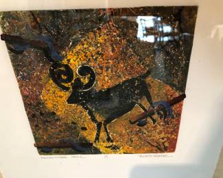 Vermeer pre-historic style painting signed and numbered. 