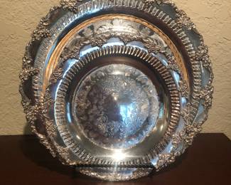2 Round Silver Plate Serving Trays