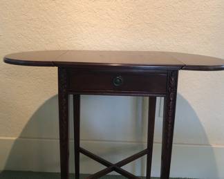 Vintage Pembroke Style End Table/Night Stand with Leaves Extended. When Leaves are extended the end table measures H: 26in | L: 32.1/2in | D: 15.3/4in