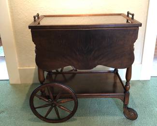 Antique Drop Leaf Tea Cart with Tray