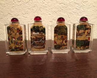 Set of Reverse Hand Painted Snuff Bottles 