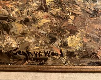 #407 Original oil of woods by Jean W. Wood $300.00