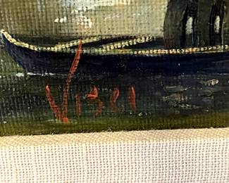 #142 Heavily Gilded Gold Frame w/Oil by Visci $100.00