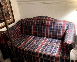 #289 Sofa - ATT Green/Blue/Mauve Plaid loveseat - 60" Long Upstairs - You Move Downstairs $30.00