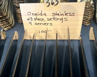 #363 Oneida Stainless 23 place Settings & 9 Serving Pieces $100.00