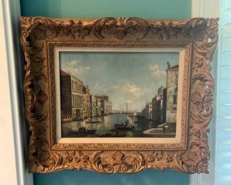 #142 Heavily Gilded Gold Frame w/Oil by Visci $100.00