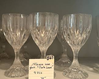 #369 Mikasa "Parklane" Wine Glasses - 9 pc $72.00