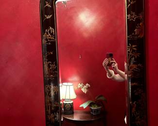 #383 Black Asian Painted Beveled Mirror - 2'x43" $500.00