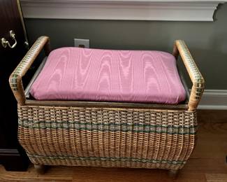 #238 Wicker Sewing Stool w/flip-up cushion - 25x15x20 $60.00