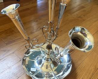#358 4 Trumpet Silver Plated Epergne - 14" H x 10"W $150.00