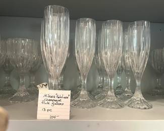 #374 Mikasa "Parklane" Champagne Flutes" 13 pc $104.00