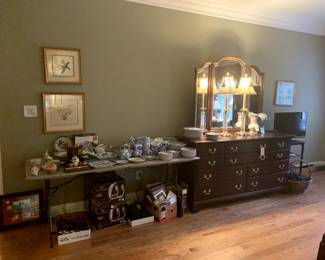 #236 Cabinet - MBR Wood Dresser w/10 drawers w/triple Beveled mirror - 68x20x36 mirror - 50x43 Upstairs - you move down $175.00