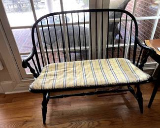 #64 Black Painted Wood Bench w/cushion - 42" Long $150.00
