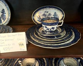 #338 Royal Doulton Real Old "Willow" China Set - service for 10 - 50 pcs $425.00