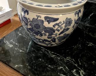 #58 Blue & White Pot - 13.5x10.5 $50.00