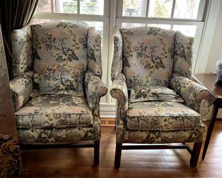#39 Asian Silk Fabric covered Wingbacks w/wood legs $100.00 - sold
#40 Asian Silk Fabric Covered Wingbacks w/wood legs $100.00