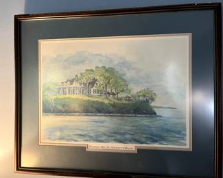 #153 Hopewell historic Appomattox Manor watercolor print by1991 Dan Wetta $75.00
