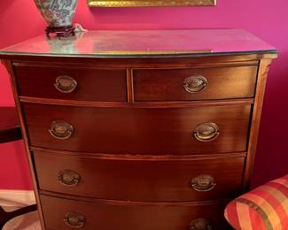 #247 Chest of 5 Drawers w/dovetailing w/mirror glass protect top - 36x22x45- You Move upstairs $175.00
