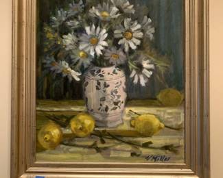 #395 Daisy and Lemons By Vanessa Miller original oil 16x20 was 650.00 NOW $488.00