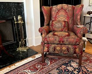 #47 wingback button back chair with straight legs in a red gold pattern $125.00
#48 wingback button back chair with straight legs in a red gold pattern $125.00