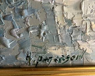 #167 Heavy Gold Gilded Frame of City Scene Oil - 28x31 $100.00