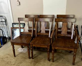 #124 Set of 6 Wood Chairs (2 captains chairs) $140.00