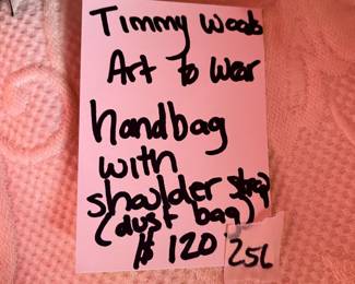 #256 Timmy Woods Art to Wear Handbag w/shoulder Strap (dust Bag) $120.00