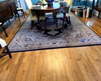 #28 Machine Made Silk Navy/Cream Area Rug - 97x132 $275.00
NOTE TABLE AND CHAIRS ARE SOLD ALREADY.