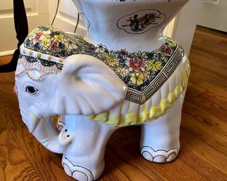 #30 Ceramic Elephant w/Flowers & Headress Garden Stool - 18.5" Tall $150.00
