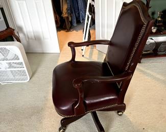 #262 Maroon Leather Office Chair w/nailhead Trim (not adjustable) $100.00