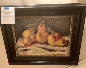 #398 Ripen yellow Pears by Vanessa Miller original oil 12x10 was 525 NOW $394.00