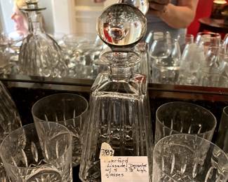 #382 Waterford "Lizmore" Decanter w/4 glasses 3 7/8" Tall $200.00