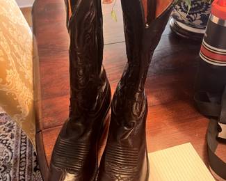#379 Lucchese 1883 Men's Cowboy Boots 13" Cordoba Calf Black N1614.R4 Size 9.5D $200.00