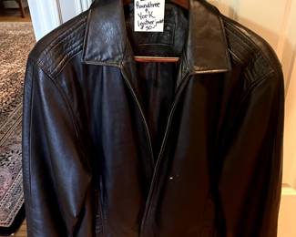 #146 Man's XL Roundtree and York Leather Black Jacket $50.00