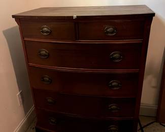 #267 Curved Front Wood Chest of 6 Drawers - 36x21x45 $125.00