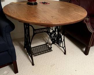 #280 Singer Sewing Machine Base W/Wood Round Top - 42" Round x 29"T - You Move Downstairs - heavy $100.00