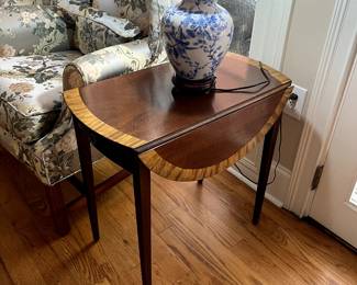 #44 Wood Inlay drop-side End Table w/1 drawer - 14-28x26x25 $175.00