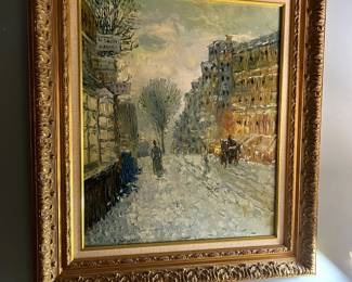 #167 Heavy Gold Gilded Frame of City Scene Oil - 28x31 $100.00
