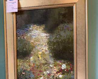 #394 Wildflowers path By RSB signatures original oil 13x16 was 495.00 NOW $372.00